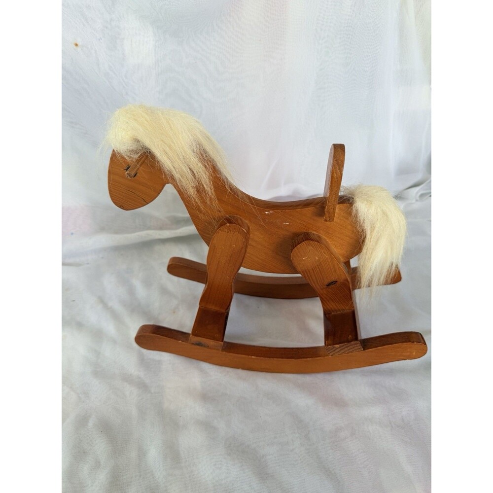 Vintage Wooden Rocking Horse 12” x 11” Handcrafted Heirloom Decor - Picture 2 of 7